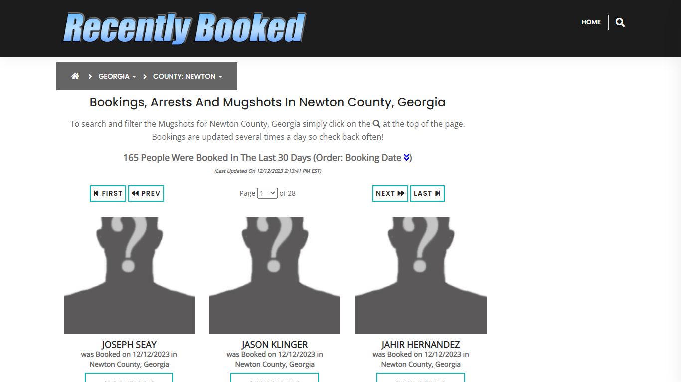 Recent bookings, Arrests, Mugshots in Newton County, Georgia